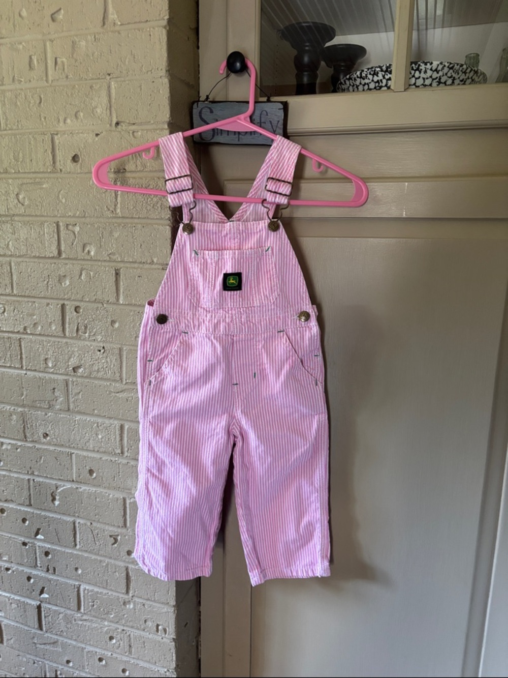 John Deere Pink and White Striped Overalls